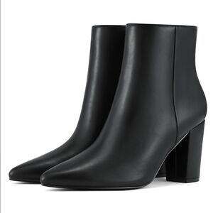 Rollda SUEDI Women's Pointed Toe Ankle Boots Chunky High Heel Ankle Booties Side